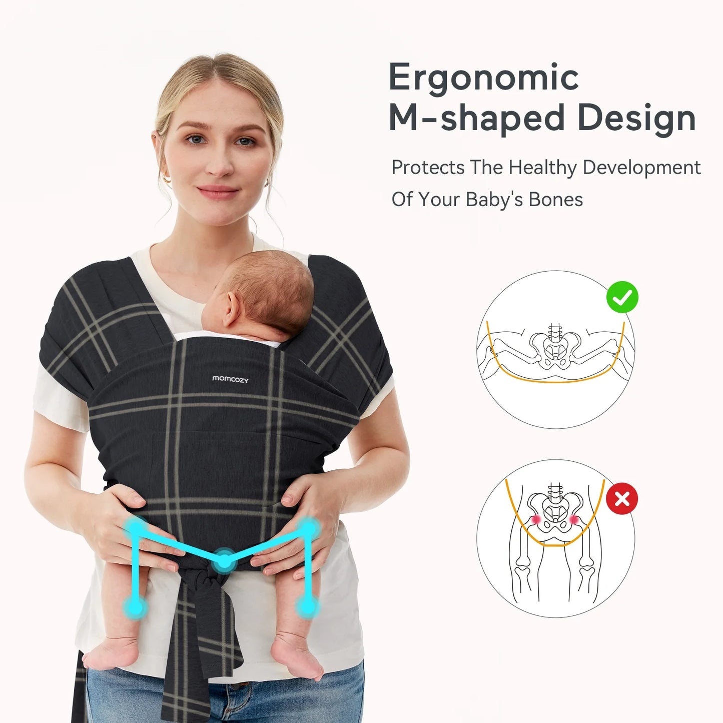 Baby Wrap, Baby Carrier, Easy to Wear, Hands-Free, Adjustable for Newborn to Toddler, 8-35 Lbs