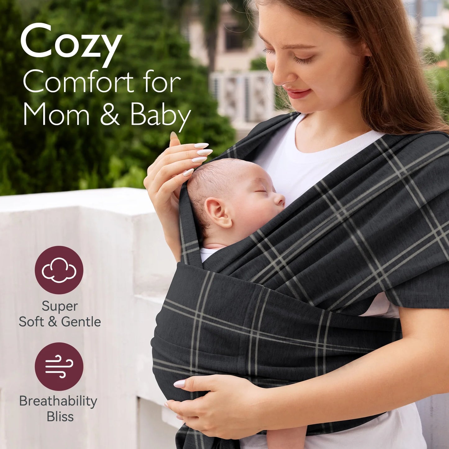 Baby Wrap, Baby Carrier, Easy to Wear, Hands-Free, Adjustable for Newborn to Toddler, 8-35 Lbs